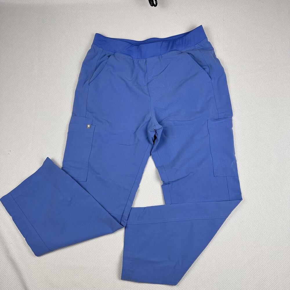FIGS Pants womans Large Short Blue Technical Collection Cargo Scrub Stretch